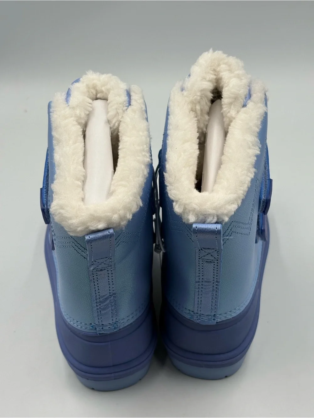 Cat & Jack Kids Winter Snow Boots Size 12 Iridescent Blue Faux Fur Lined Hook